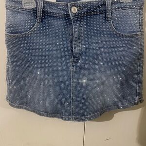 Embellished Blue Denim Mini Skirt